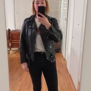 Vintage Black Leather Moto Jacket